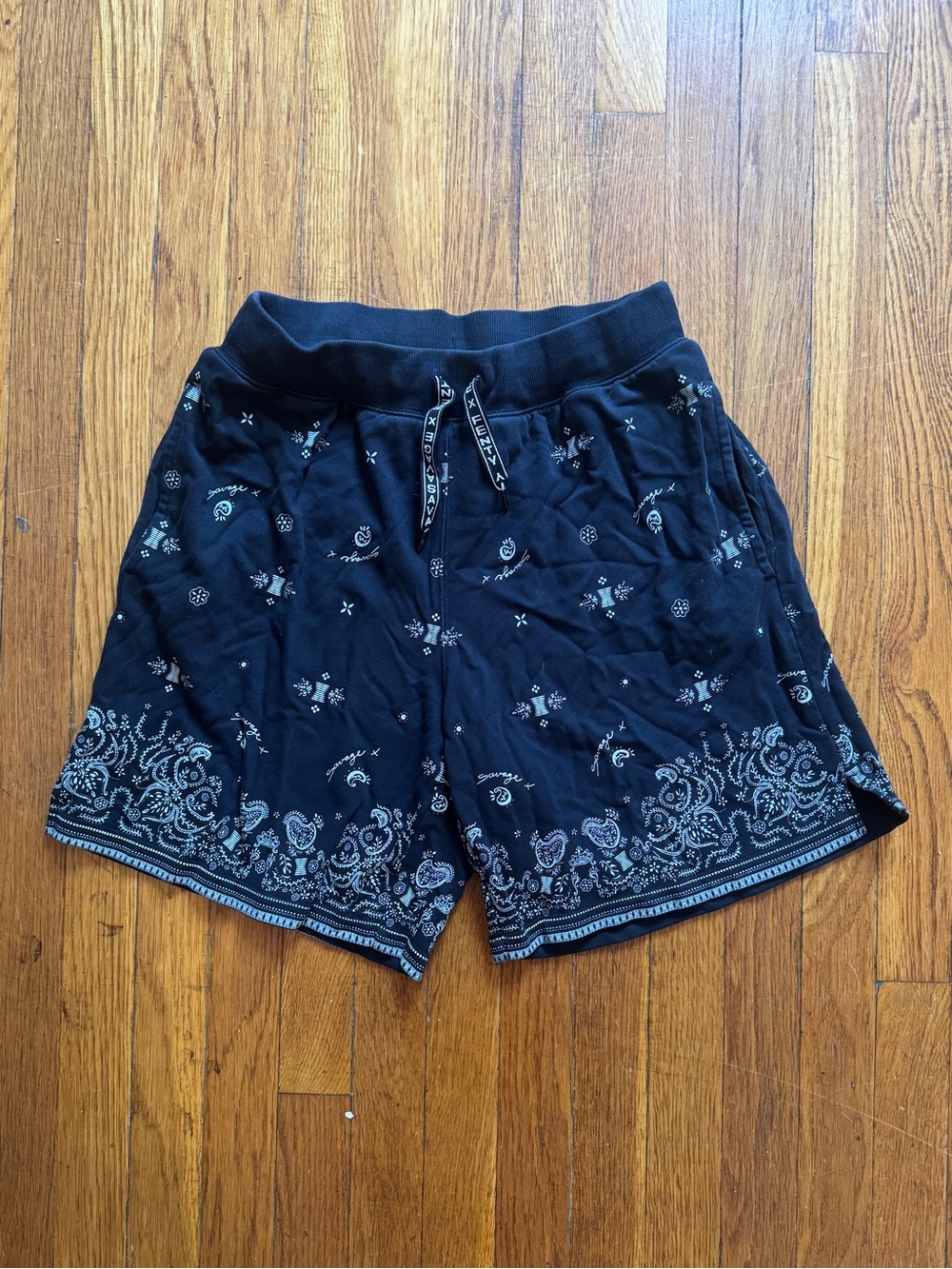 Savage X Fenty Black Bandana-Print Athletic Shorts